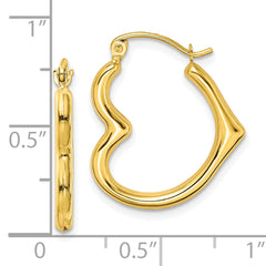10K Gold Hollow Heart Hoop Earrings with Polished Finish Elegant and Lightweight Design
