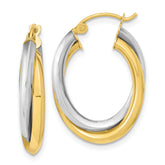 10k Two-tone Polished Double Oval Hoop Earrings