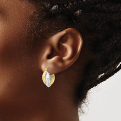10K Two-Tone Gold Polished Double Hoop Earrings with Twisted Design