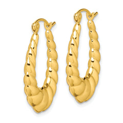 10K Gold Polished Twisted Hollow Hoop Earrings for Women Elegant & Lightweight
