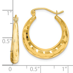 10K Gold Diamond-Cut Polished Hoop Earrings for Women Elegant Design