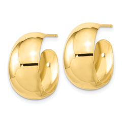 10K Gold Polished C-Hoop Earrings with Post Back Closure Elegant and Lightweight