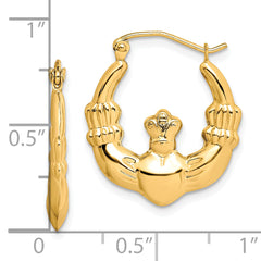 10K Gold Claddagh Hoop Earrings with Polished Finish for Women
