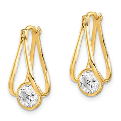 10K Polished CZ Hoop Earrings