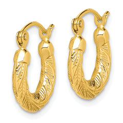 10K Gold Polished Small Hoop Earrings with Shrimp Design for Women