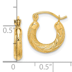 10K Gold Polished Small Hoop Earrings with Shrimp Design for Women