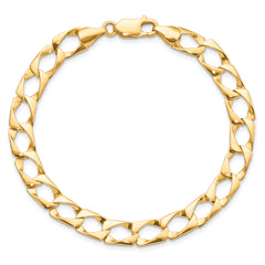 10k 7.4mm Satin & Diamond-cut Fancy Link Bracelet