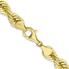 10K Gold Diamond-Cut Rope Chain Necklace with Polished Finish