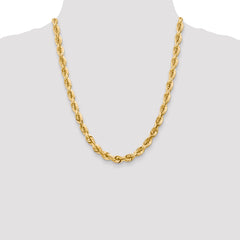 10K Gold Diamond-Cut Rope Chain Necklace with Polished Finish