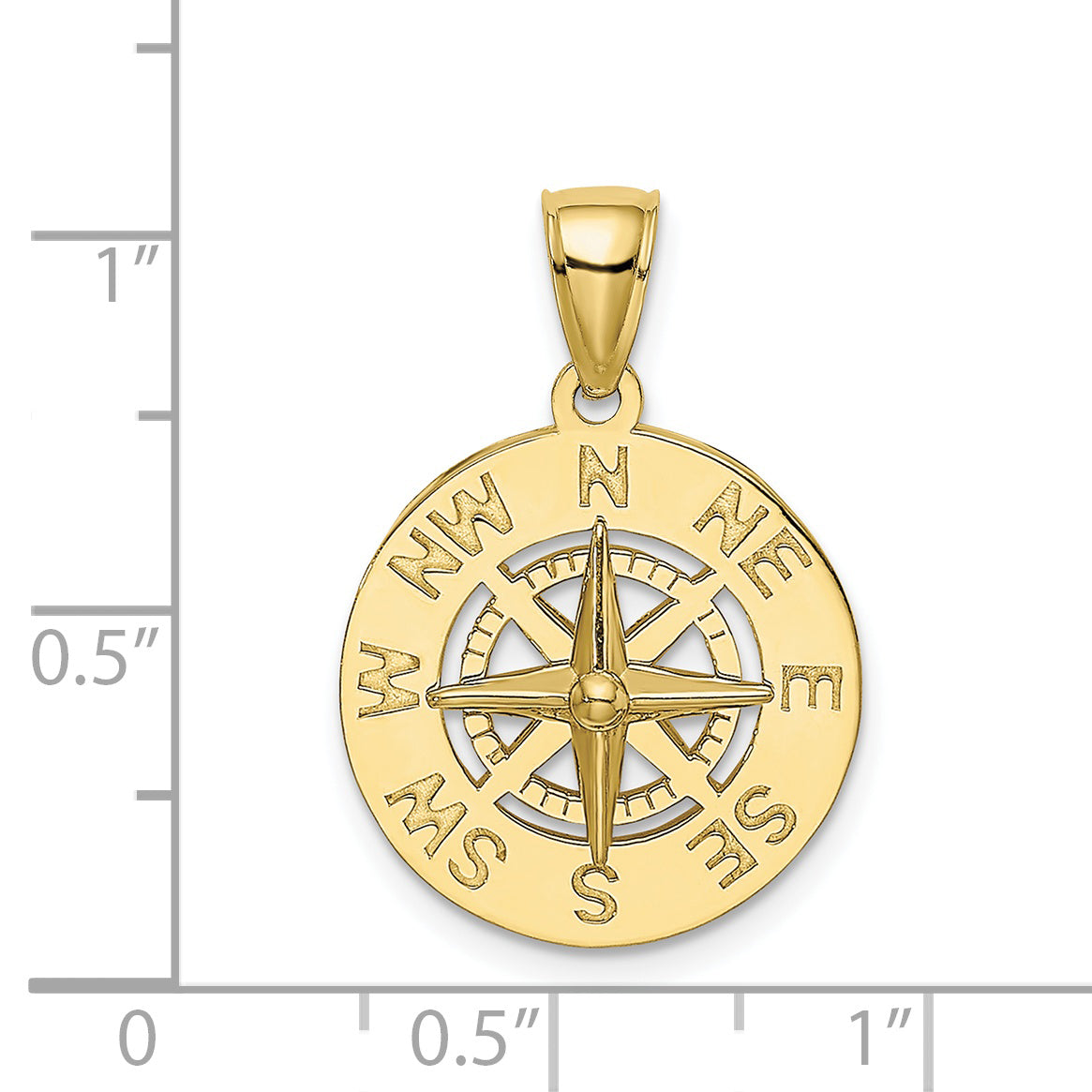 10K Nautical Compass Charm