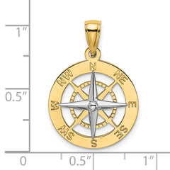 10K w/Rhodium Nautical Compass White Needle Charm