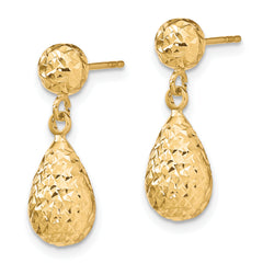10K Yellow Gold Dangle Earrings with Polished Textured Finish