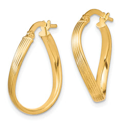 10K Gold Twisted Hoop Earrings with Polished Finish and Lifetime Guarantee