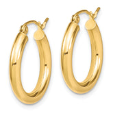 10K Gold Polished Hollow Hoop Earrings with Diamond-Cut Detailing, 20mm