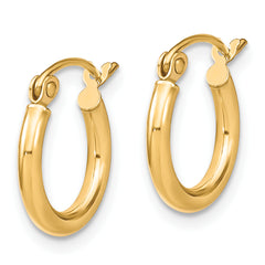 10K Gold Polished Hollow Hoop Earrings with Lifetime Guarantee