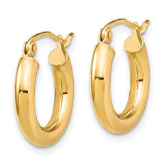 10K Gold Polished Hoop Earrings with Hollow Design and Lifetime Guarantee