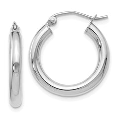 10K White Gold Polished Hinged Hoop Earrings
