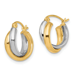 10K Two-Tone Gold Hoop Earrings with Polished Finish and Lifetime Guarantee