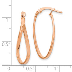 10K Rose Gold Polished Hoop Earrings with Hinged Clasp and Lifetime Guarantee