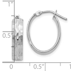 10K White Gold Diamond-Cut Hoop Earrings with Polished Rhodium Finish