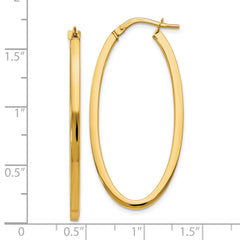 10K Gold Polished Oval Hoop Earrings with Hinged Closure Elegant & Lightweight