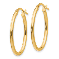 10K Gold Polished Oval Hoop Earrings with Hinged Wire Closure