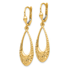 10K Gold Drop Earrings with Polished Finish & Diamond-Cut Leverback Design