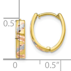 10K Two-Tone Gold Rhodium Huggie Hoop Earrings with Polished Satin Finish