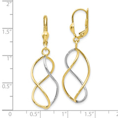10K Yellow Gold Rhodium-Plated Leverback Earrings with Polished Finish and Lifetime Guarantee