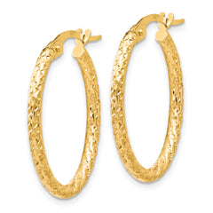 10K Gold Polished Oval Hoop Earrings with Textured Finish Women's Elegant Design