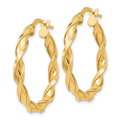 10K Gold Twisted Hoop Earrings with Polished Finish and Lifetime Guarantee