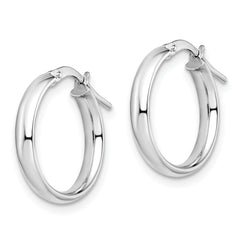 10K White Gold Polished Hoop Earrings with Rhodium Finish and Lifetime Guarantee