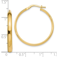 10K Gold Polished Hoop Earrings with Hollow Design and Lifetime Guarantee