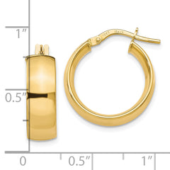 10K Gold Polished Hoop Earrings with Hollow Design and Lifetime Guarantee