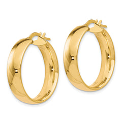 10K Gold Polished Hollow Hoop Earrings with Lifetime Guarantee