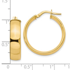 10K Gold Polished Hollow Hoop Earrings with Lifetime Guarantee