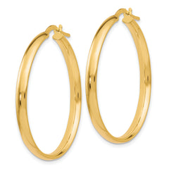 10K Gold Polished Hoop Earrings with Hollow Design and Lifetime Warranty
