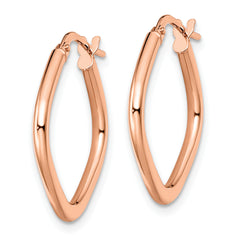 10K Rose Gold Square Hoop Earrings with Polished Finish and Hollow Design