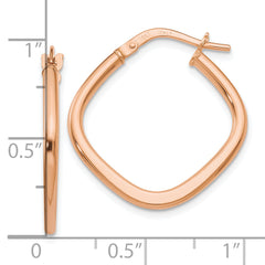 10K Rose Gold Square Hoop Earrings with Polished Finish and Hollow Design