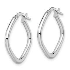 10K White Gold Polished Square Hoop Earrings with Rhodium Finish
