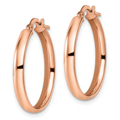 10K Rose Gold Polished Hoop Earrings with Hollow Design for Women