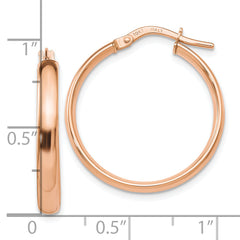 10K Rose Gold Polished Hoop Earrings with Hollow Design for Women