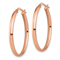 10K Rose Gold Polished Oval Hoop Earrings with Lifetime Guarantee
