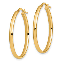 10K Gold Polished Oval Hoop Earrings with Hollow Design Elegant and Lightweight