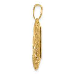 10K Two-Tone Gold Pendant with Polished & Satin Finish Laser Cut Design