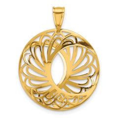 10K Two-Tone Gold Pendant with Polished & Satin Finish Laser Cut Design