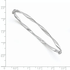 10K White Gold Hinged Bangle with Rhodium Finish and Safety Clasp