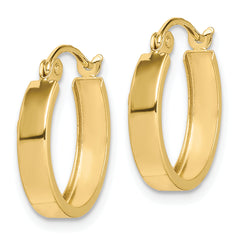 10K Gold Polished Square Tube Hoop Earrings for Women 15mm