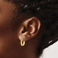 10K Gold Polished Square Tube Hoop Earrings for Women 15mm