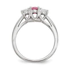 10K White Gold Survivor Collection Clear/Pink Crystal Topaz Pamela Ring
